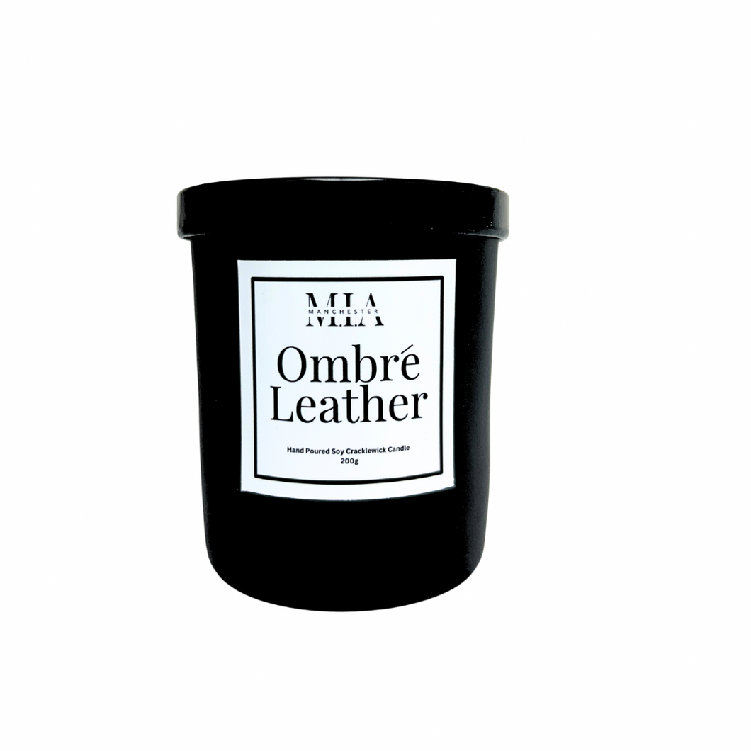 Ombré Leather Hand Poured Soy Cracklewick Candle 180g